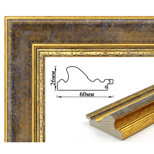 Рамка для картин пластиковая, Коричневый с золотом, м/пог, SA 6026D 366