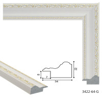 Рамка для картин пластиковая, Белый с золотым узором, м/пог, MF 3422 65