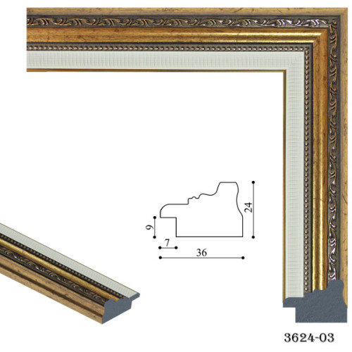 Рамка для картин пластикова, Білий, коричневий, золотим з візерунком, м/пог, MF 3624 03