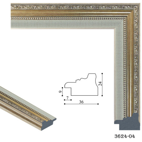 Рамка для картин пластиковая, Белый, коричневый, золотым с узором, м/пог, MF 3624 04