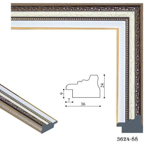 Рамка для картин пластикова, Білий, коричневий, золотим з візерунком, м/пог, MF 3624 88