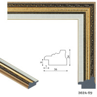 Рамка для картин пластикова, Білий, коричневий, золотим з візерунком, м/пог, MF 3624 89