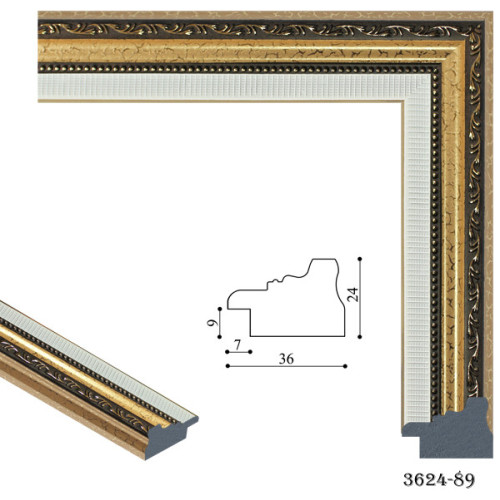 Рамка для картин пластиковая, Белый, коричневый, золотым с узором, м/пог, MF 3624 89
