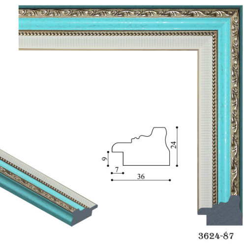Рамка для картин пластиковая, Белый с голубым и золотым узором, м/пог, MF 3624 87