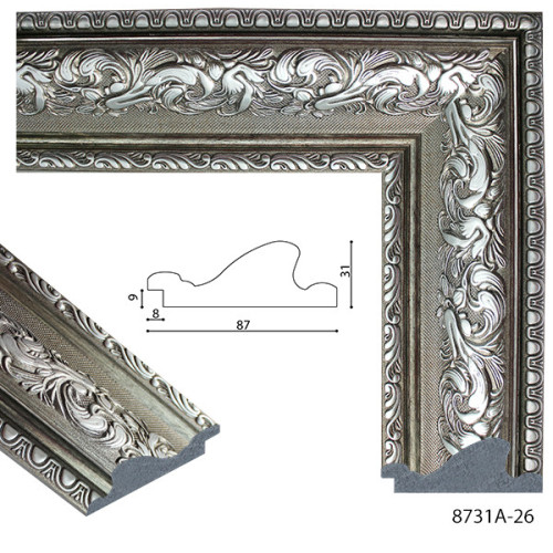 Рамка для картин пластиковая, Серебрянный с узором, м/пог, MF 8731 26