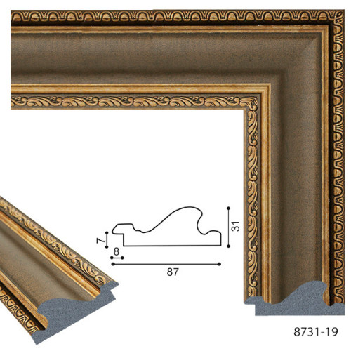 Рамка для картин пластиковая, Коричневый с золотым узором, м/пог, MF 8731B 19