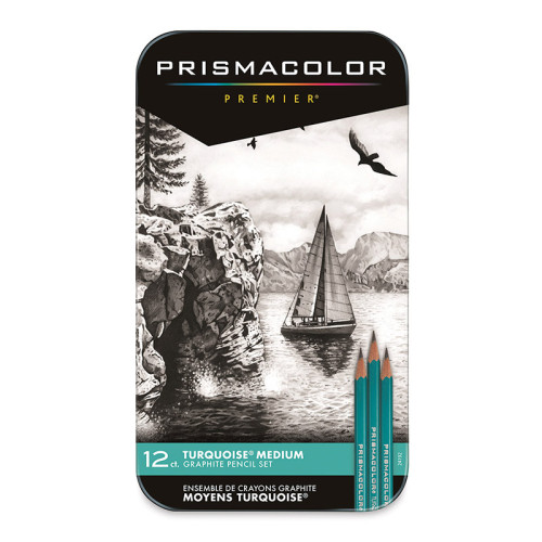 Набор графитных карандашей Prismacolor Turquoise 4B-6H, 12 штук