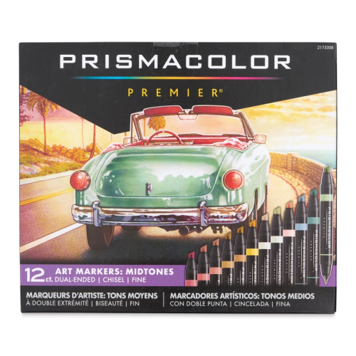 Набор двусторонних фломастеров Prismacolor СРЕДНИЕ ЦВЕТА 12 штук