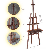 Мольберт студійний Вікторія-АРТ 180 см, Коричневий-холодний Поличка для фарб №1 (КВК)