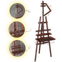 Мольберт студийный Виктория-АРТ 180 см, Коричневый-холодный + Полочка для стаканчиков №2 + Полочка для красок №1 + муштабель S (КВК)