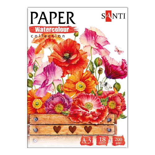 Набор акварельной бумаги SANTI Botany, А3, Paper Watercolour Collection, 18 листов, 200 г/м2