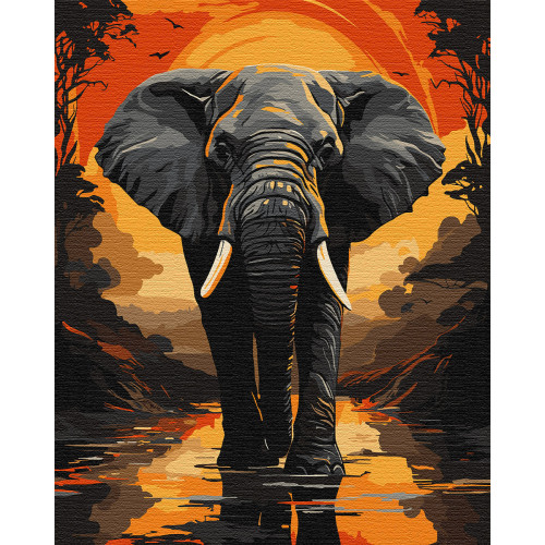 Картина по номерам Слон с металлизированными красками 40х50 см, SANTI