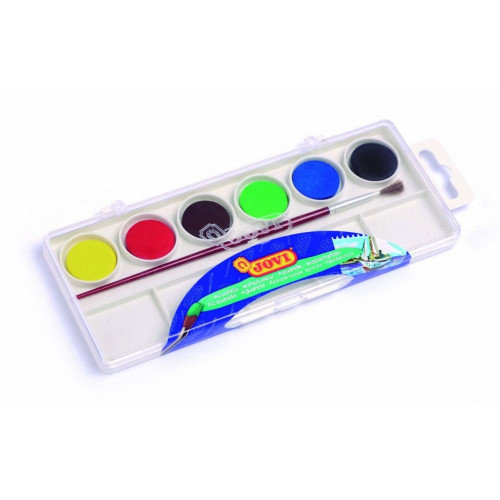 Набір акварельних фарб Jovi, 6 кольорів у комплекті з пензликом (800/6)