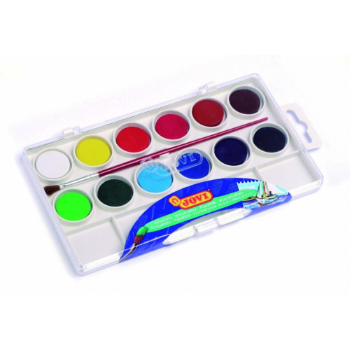 Набір акварельних фарб Jovi, 12 кольорів у комплекті з пензликом (800/12)