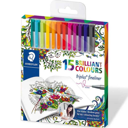 Набір капілярних ручок STAEDTLER Triplus fineliner Johanna Basford Edition, 15 кольорів