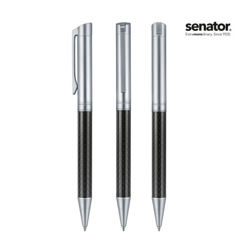 Ручка шариковая Senator Carbon Line, поворотный механизм, серебристый