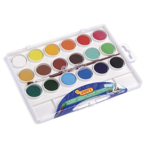 Набір акварельних фарб Jovi, 18 кольорів у комплекті з пензликом (800/18)