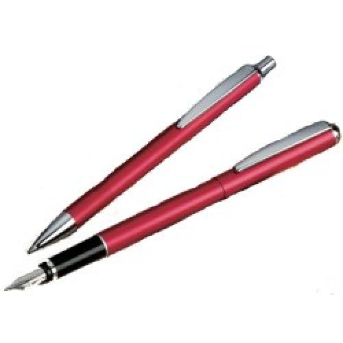 Набір ручок Senator Brilliant Line перова ручка+кулькова, колір червоний, у футлярі