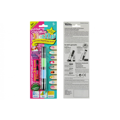 Дитячий лак-олівець для нігтів Creative Nails на водній основі (2 кольори Зелений + Блакитний) (MA-303001)