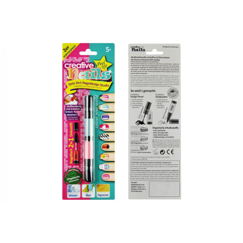 Дитячий лак-олівець для нігтів Creative Nails на водній основі (2 кольори Бірюзовий + Рожевий) (MA-303002)