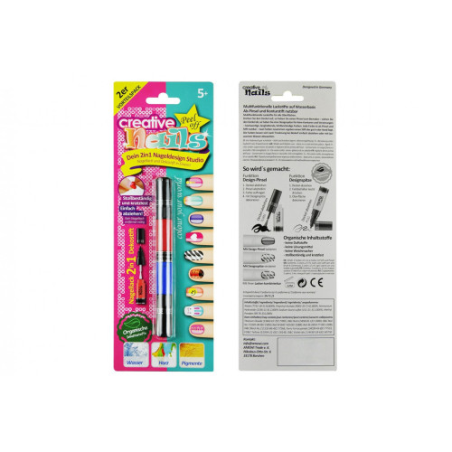 Детский лак-карандаш для ногтей Creative Nails на водной основе (2 цвета Малиновый + Синий) (MA-303003)