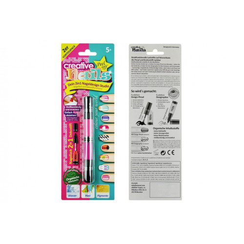 Дитячий лак-олівець для нігтів Creative Nails на водній основі (2 кольори Рожевий + Фіолетовий) (MA-303005)