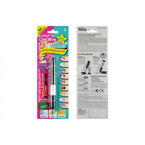 Дитячий лак-олівець для нігтів Creative Nails на водній основі (2 кольори Чорний + Білий) (MA-303000)
