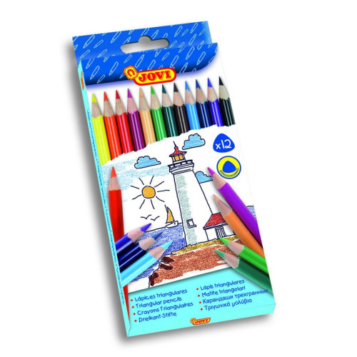 Набір кольорових олівців Jovi, тригранні, 12 кольорів.