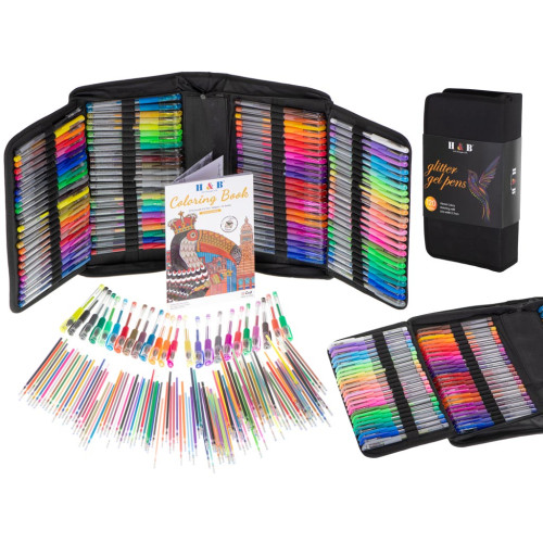 Набор цветных гелевых ручек H&B 120 цветов + 120 запасных стержней и раскраска