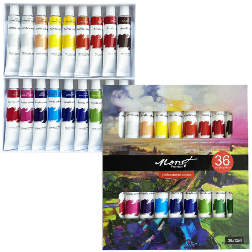 Набор акриловых красок Monet, 36 цветов 12 мл тубы в картоне (1053812)