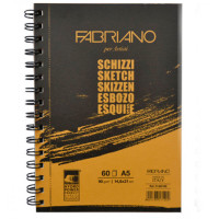 Альбом на спіралі збоку, для ескізів Schizzi Fabriano A5, 90г/м2, 60 аркушів