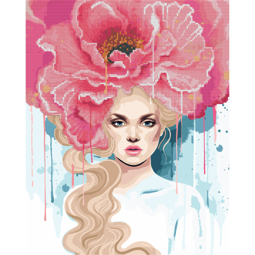 Картина по номерам с алмазной мозаикой SANTI Девушка-роза, 40x50 см