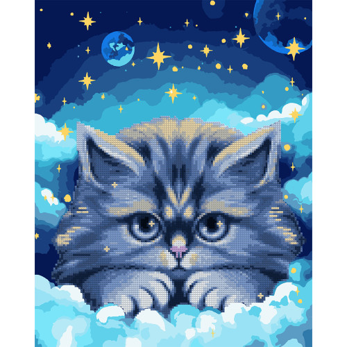 Картина по номерам с алмазной мозаикой SANTI Мечтающий кот, 40x50 см