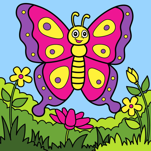 Картина по номерам SANTI Бабочка 25x25 см, неоновые краски