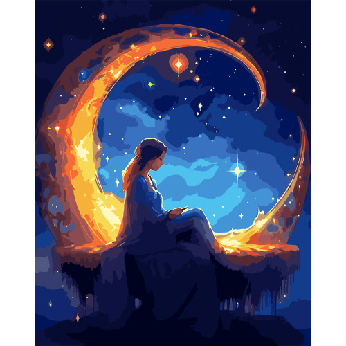 Картина по номерам SANTI Лунный свет с красками металлик, 40х50 см