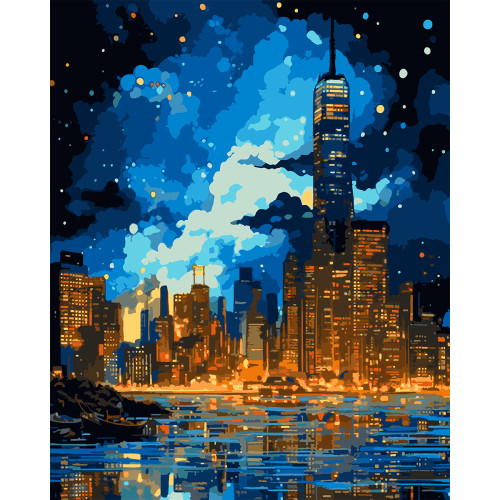 Картина по номерам SANTI Ночной город, краски металлик, 40х50 см