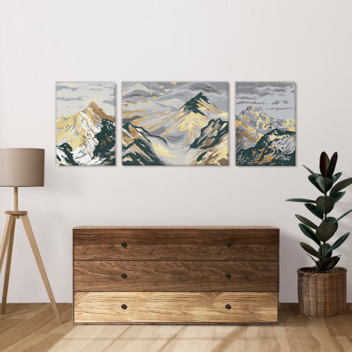 Набор картин по номерам с красками металликами Солнечные горы (ITR-014) 3 шт в наборе