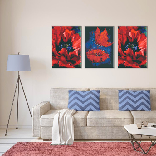 Набор картин по номерам с красками металликами Пламенный красный (ITR-015) 3 шт в наборе