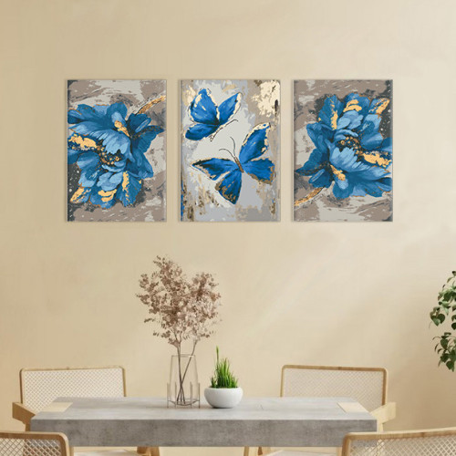Набор картин по номерам с красками металликами Мерцающе-голубой (ITR-031) 2 шт в наборе