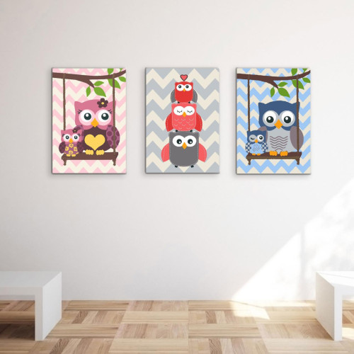 Набор картин по номерам Cute owls (ITR-063) 3 шт в наборе