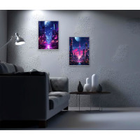 Комплект постеров, холст на подрамнике Neoncity (PS-013) 40x28 см - 2 шт в наборе