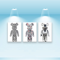 Комплект постерів, полотно на підрамнику Bearbrick (PS-015) 40x28 см - 3 шт у наборі