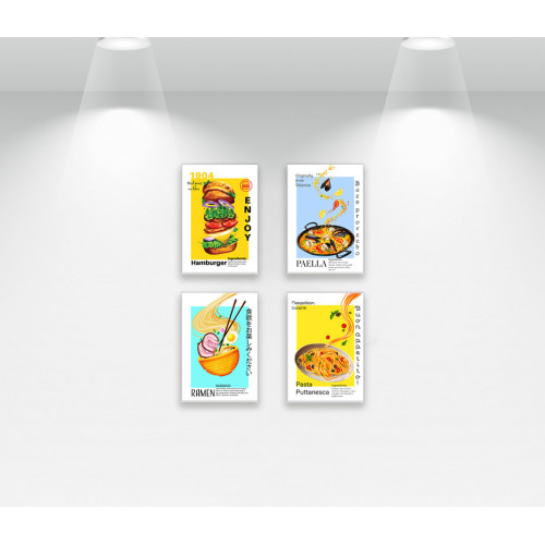Комплект постеров, холст на подрамнике Food Art (PS-052) 40x28 см - 4 шт в наборе