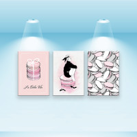 Комплект постеров, холст на подрамнике Pink mood (PS-071) 40x28 см - 3 шт в наборе