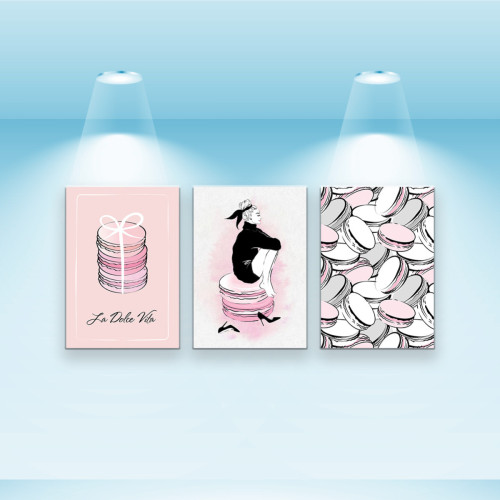 Комплект постеров, холст на подрамнике Pink mood (PS-071) 3 шт в наборе