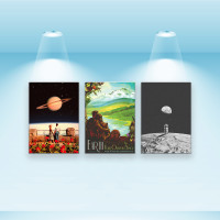 Комплект постеров, холст на подрамнике Your oasis in Space (PS-091) 40x28 см - 3 шт в наборе
