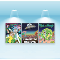 Комплект постерів, полотно на підрамнику Рік та Морті (PS-174) 40x50 см - 3 шт у наборі