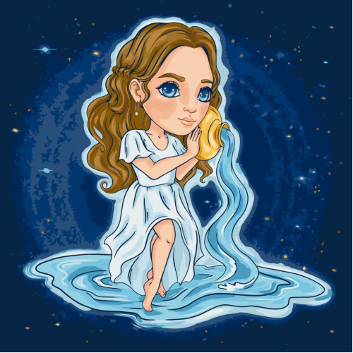 Зображення за номерами Знаки зодіаку. Водолій 10086-AC, 40х40 см © viktoria.gro.art