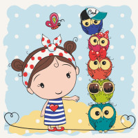 Набор для рисования на холсте Девочка и совенята 15562-AC, 30х30 см Набор для рисования на холсте Девочка и совенята 15562-AC, 30х30 см