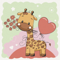 Набор для рисования на холсте Жирафик с цветами 15531-AC, 30х30 см